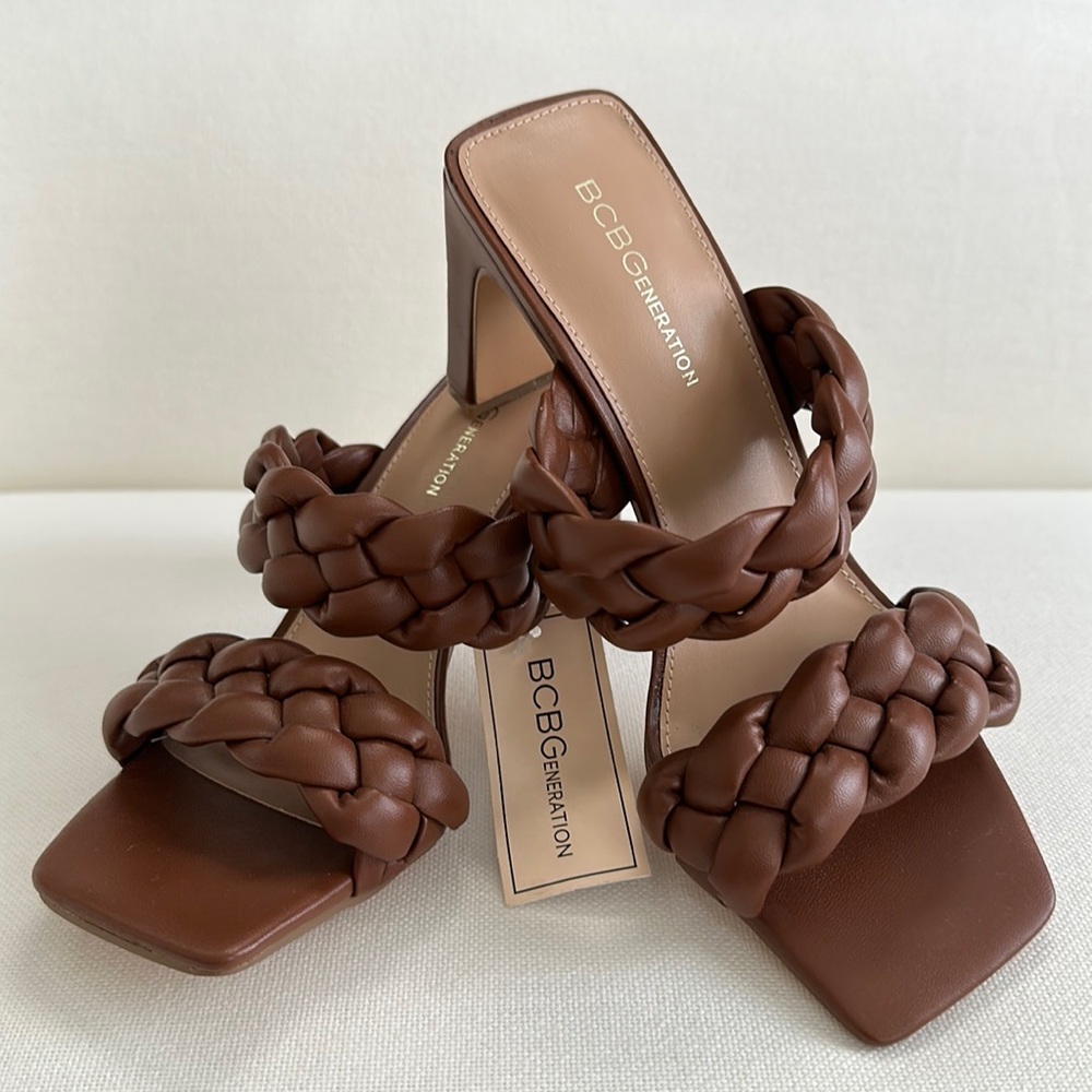 BCBGeneration FINAA heels sandals in Coffee Brown size 7.5 7 1/2 NWT